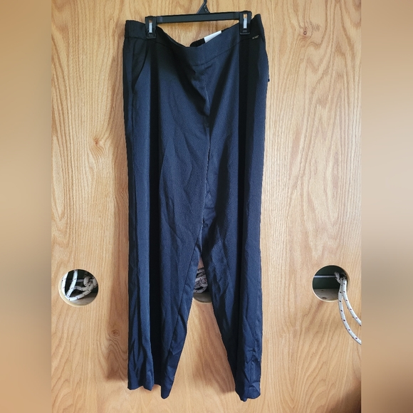 Anne Klein Wide Leg Black Trousers Dressy Business Casual Polyester Pants XL NWT - Picture 2 of 9